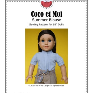 Short Sleeve Blouse PDF  | 18 inch doll sewing patterns