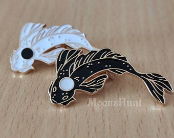 Poisson Koi noir et blanc - Épingle / Pendentif / Bracelet - Avatar le dernier maître de l'air Broche de poisson rouge, Tui et La Pin Set, Spirit Oasis Yin Yang