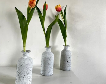 Mixed White Terrazzo Vase | White Terrazzo Bud Vase | White Glass Decor | Trending Bud Vases |  Terrazzo Decor | Vase Planters | Glass Vases