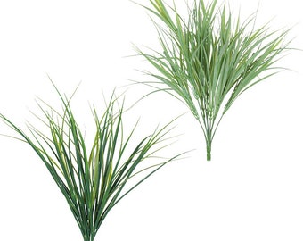 2pc Grass Bush Bundles/Green faux grass 18"/grass décor/home décor/green tropical/Artificial Grass Bundle