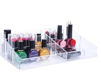 Acrylic Cosmetics Organizer 9 Compartments Top Section Cube Box/ vanity organizer, makeup organizer, acrylic stand