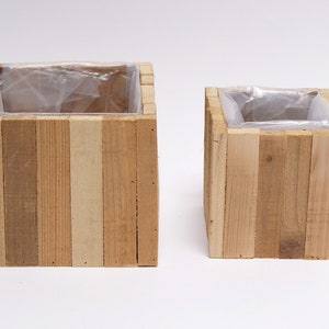 Rustikale quadratische HolzTopf gefüttert | Natürliche Holz Pflanzer | DIY Gärtnerei DIY Wohnkultur | Holz Topf Herzstück,Tisch Dekor |diy Blumenarrangement