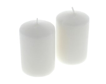 2pc Bougies de pilier épais blanc / Bougies de mariage / Décoration intérieure / Bougies de pilier 3 « / Paire de bougies / décor à thème blanc / bougies de table en vrac