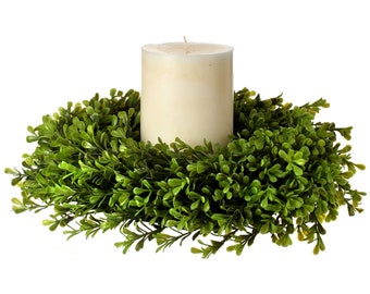 Candle Wreath Ring/ Green Boxwood Candle Wreath/Table Decor/ Green Wreath/Green Decor