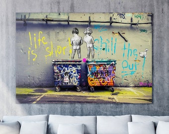 Cadre Int/érieur 12x18in YCCYI Banksy Street Art Life is Short Chill The Duck Out Affiches Imprimer Graffiti Toile Peinture Mur Photos pour La D/écoration Int/érieure 30x45cm