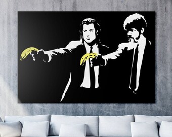Banksy Pulp Fiction Wall Art Canvas, Street Art Banksy