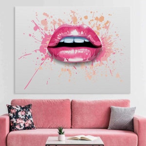 Pink Lip Wall Art Lip Canvas Fashion Canvas Pink Wall Art - Etsy