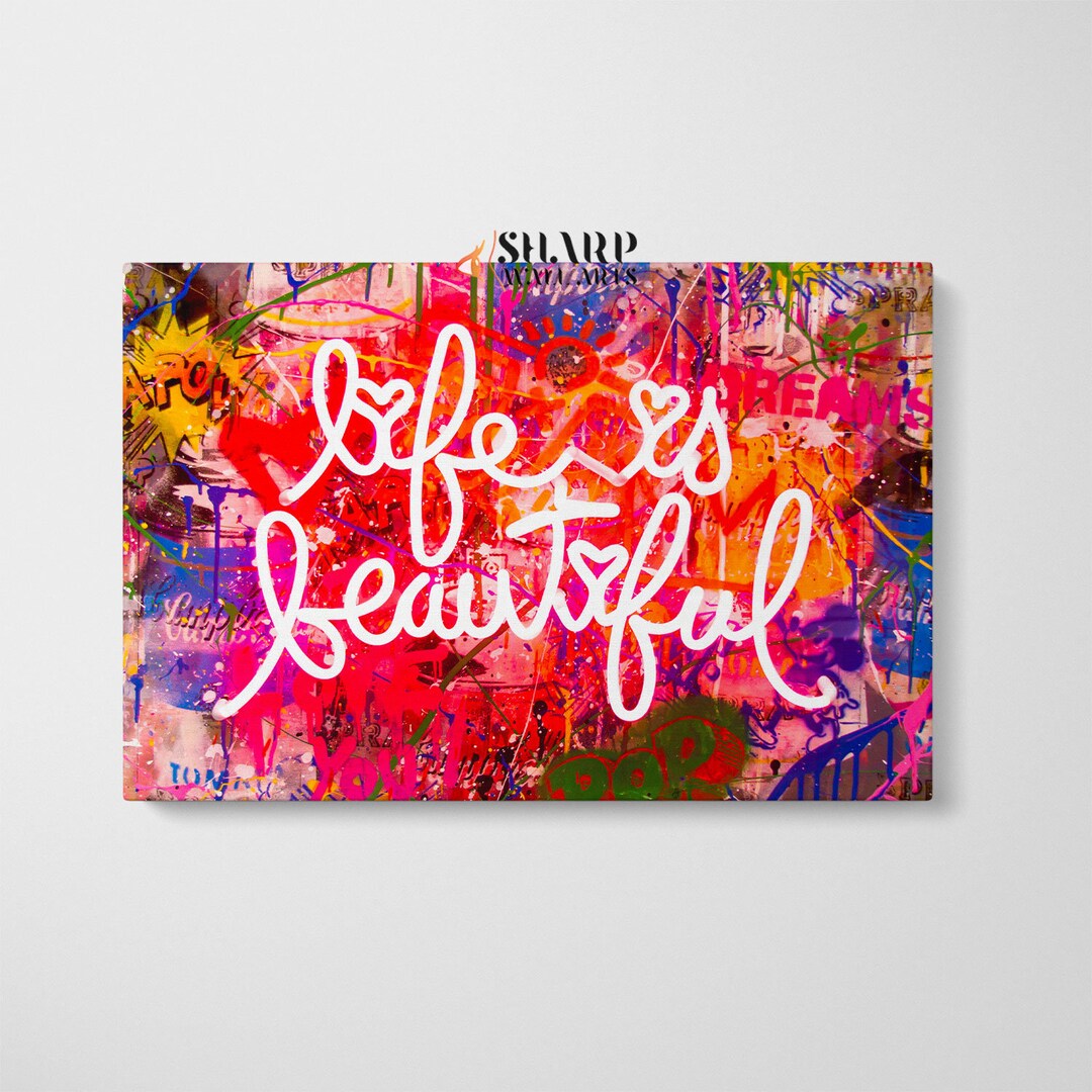 BANKSY WALL ART Banksy Canvas Banksy Life is Beautiful Wall Art Pop Art