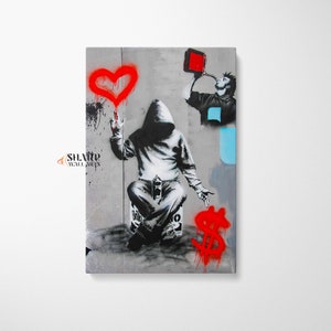 BANKSY WALL ART Banksy Canvas Banksy Love Or Money Wall Art Banksy Graffiti Street Art Canvas Pop Art Wall Art Pop Art Canvas Graffiti Art