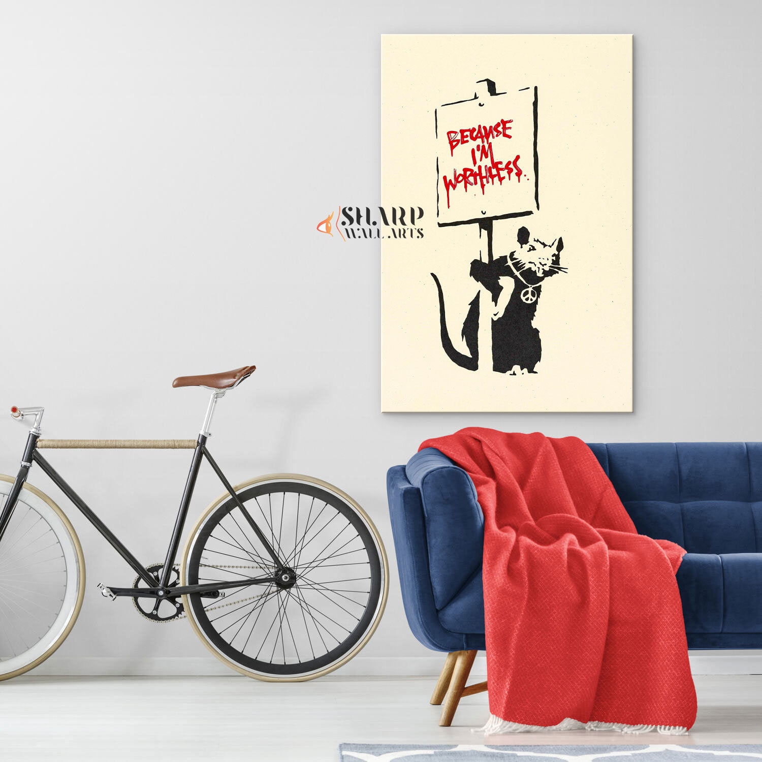 BANKSY WALL ART Because I'm Worthless Banksy Canvas Banksy Rat Art