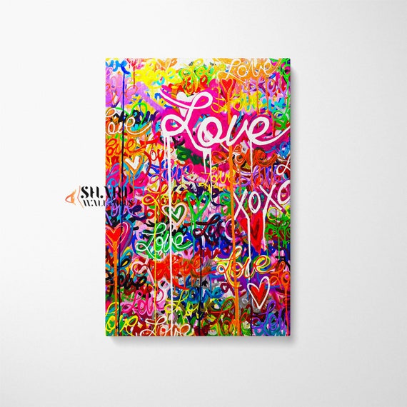 【本物新品保証】 Art Wall Love CANVAS ART STREET Colorful Art Wall Love 絵画