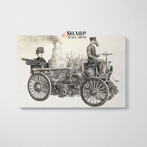 STEAMPUNK DECOR Wall ART Car Artwork Rustic Home Decor Industrial Wall Art Large Victorian Decor Vintage Art Print Retro Futuristic Art