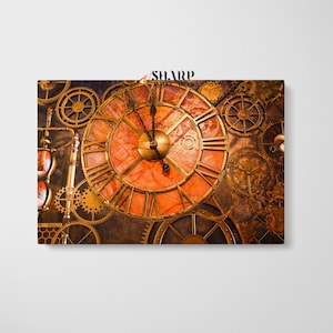 STEAMPUNK DECOR Wall ART Print Steampunk Clock Art Industrial Wall Art Large Victorian Decor Vintage Art Prints Retro Futuristic Art Antique
