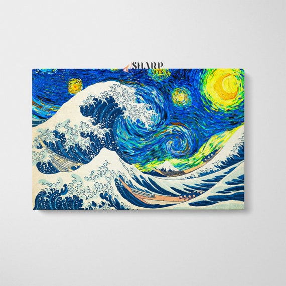 Quadro Mashup Onda E Notte Stellata