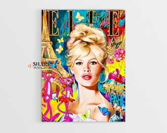 BRIGITTE BARDOT ART Fashion Wall Art Actress Artwork Famous Women Art Celebrity Wall Art Hollywood Wall Art Large Pop Art Wall Art Canvas