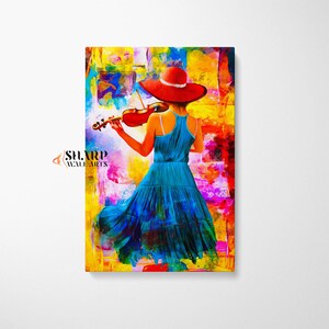 VIOLIN ART Colorful Abstract Wall Art, Violin Wall Art, Music Art, Violin Decor, Music Wall Art, Violin Painting, Abstract Music Art Print