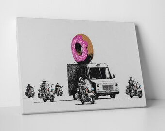 バンクシー　ストロベリードーナツ　キャンバスアート　50×70cm Banksy バンクシー ストロベリードーナツ キャンバスアート 50×70cm