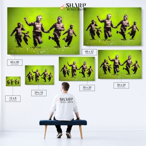 BANKSY WALL ART Banksy Canvas Banksy Riot Police in the Field Peace ...