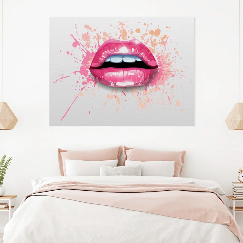 Pink Lip Wall Art Lip Canvas Fashion Canvas Pink Wall Art - Etsy