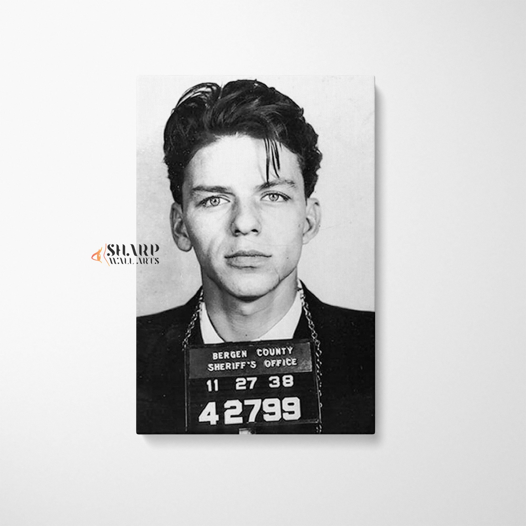 Frank Sinatra Mugshot Canvas, Sinatra Wall Art, Frank Sinatra