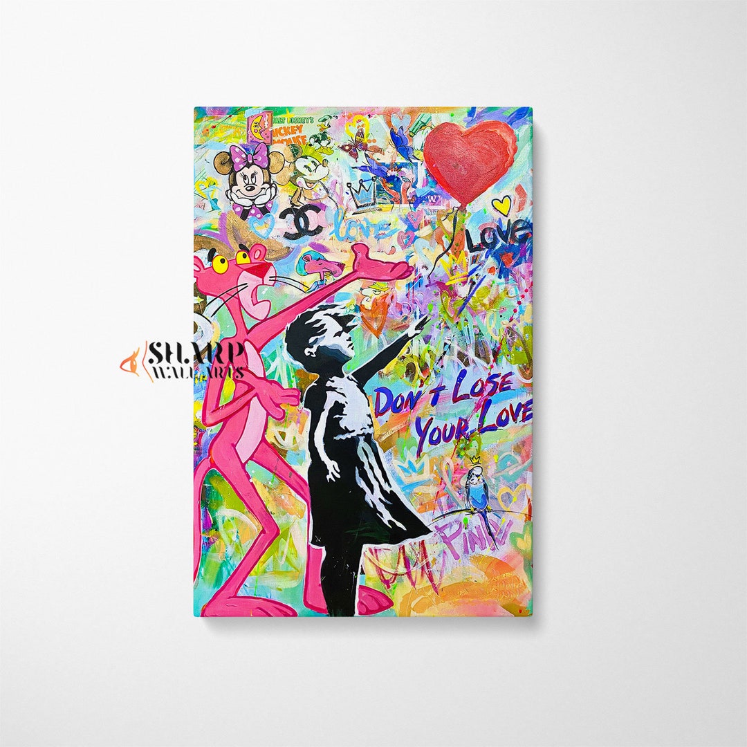 BANKSY WALL ART Banksy Balloon Girl, Pop Art Wall Art, Graffiti Wall