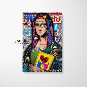BANKSY WALL ART Banksy Canvas Banksy Mona Lisa Pop Art Graffiti Street Art Large Pop Art Canvas Graffiti Wall Art Pop Art Wall Art