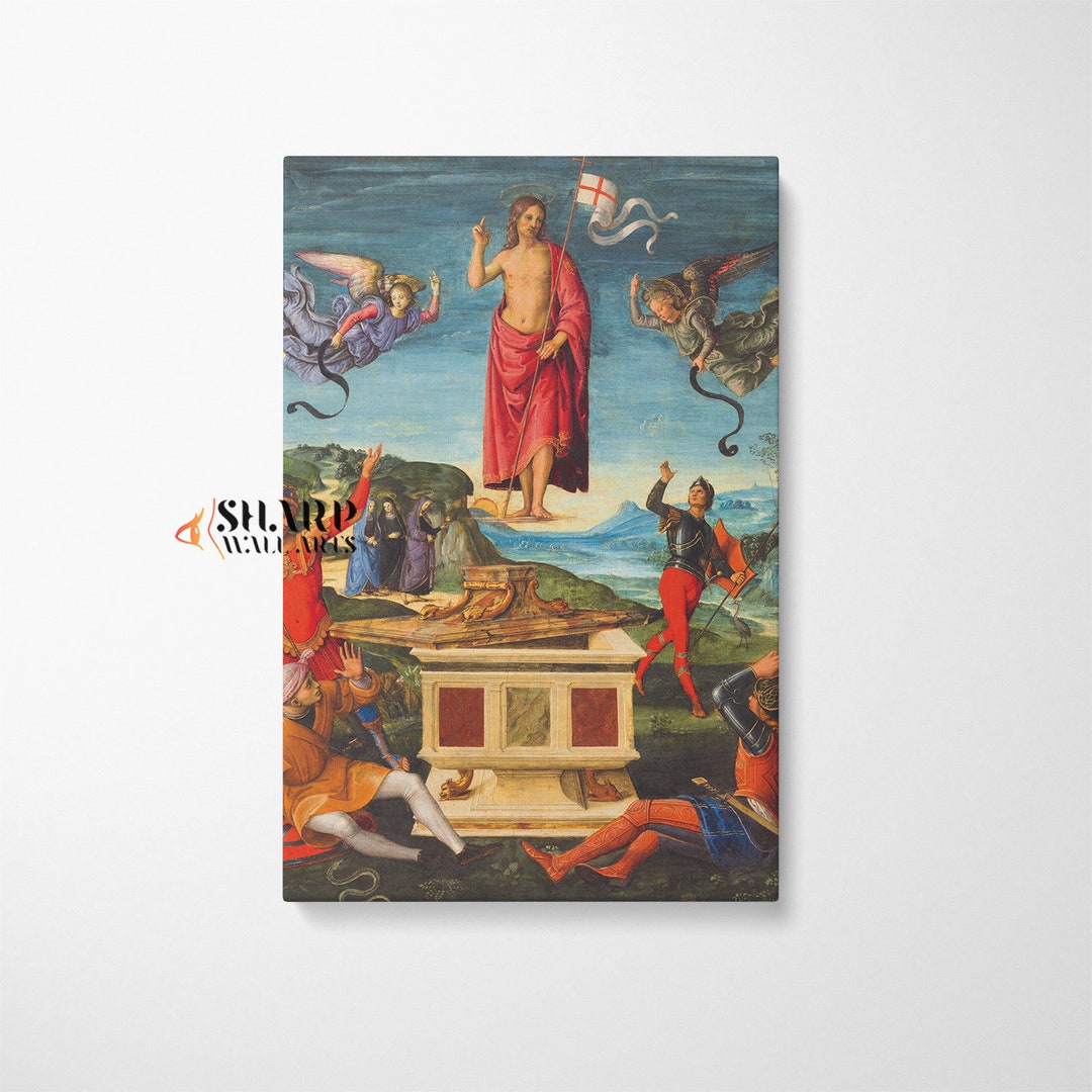 JESUS PAINTING PRINT He is Risen Christian Wall Art Religious Room ...