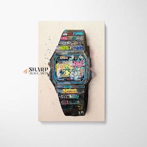 GRAFFITI WALL ART Banksy Graffiti Watch Artwork Street Art Print, Modern Pop Art Wall Art Graffiti Art Painting Old Style Watch Lover Gift