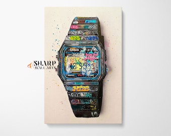 GRAFFITI WALL ART Banksy Graffiti Watch Artwork Street Art Print, Modern Pop Art Wall Art Graffiti Art Painting Old Style Watch Lover Gift