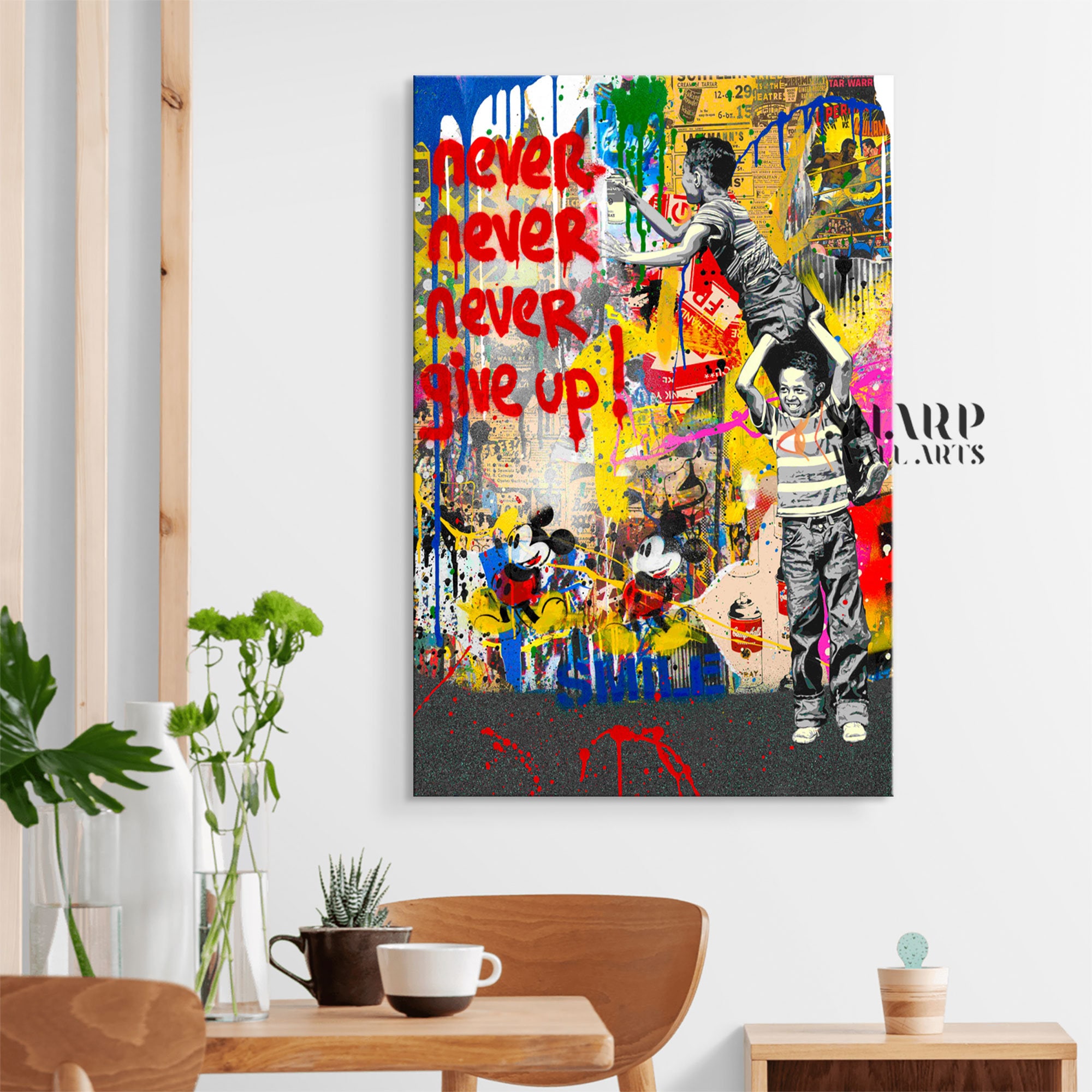 BANKSY WALL ART Banksy Canvas Banksy Never Give up Banksy Style