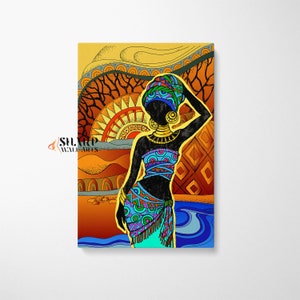 BLACK WOMAN ART Large African Art Print Black Abstract Art Black Art Paintings Tribal Black Culture Art, African Wall Decor, Afrocentric Art