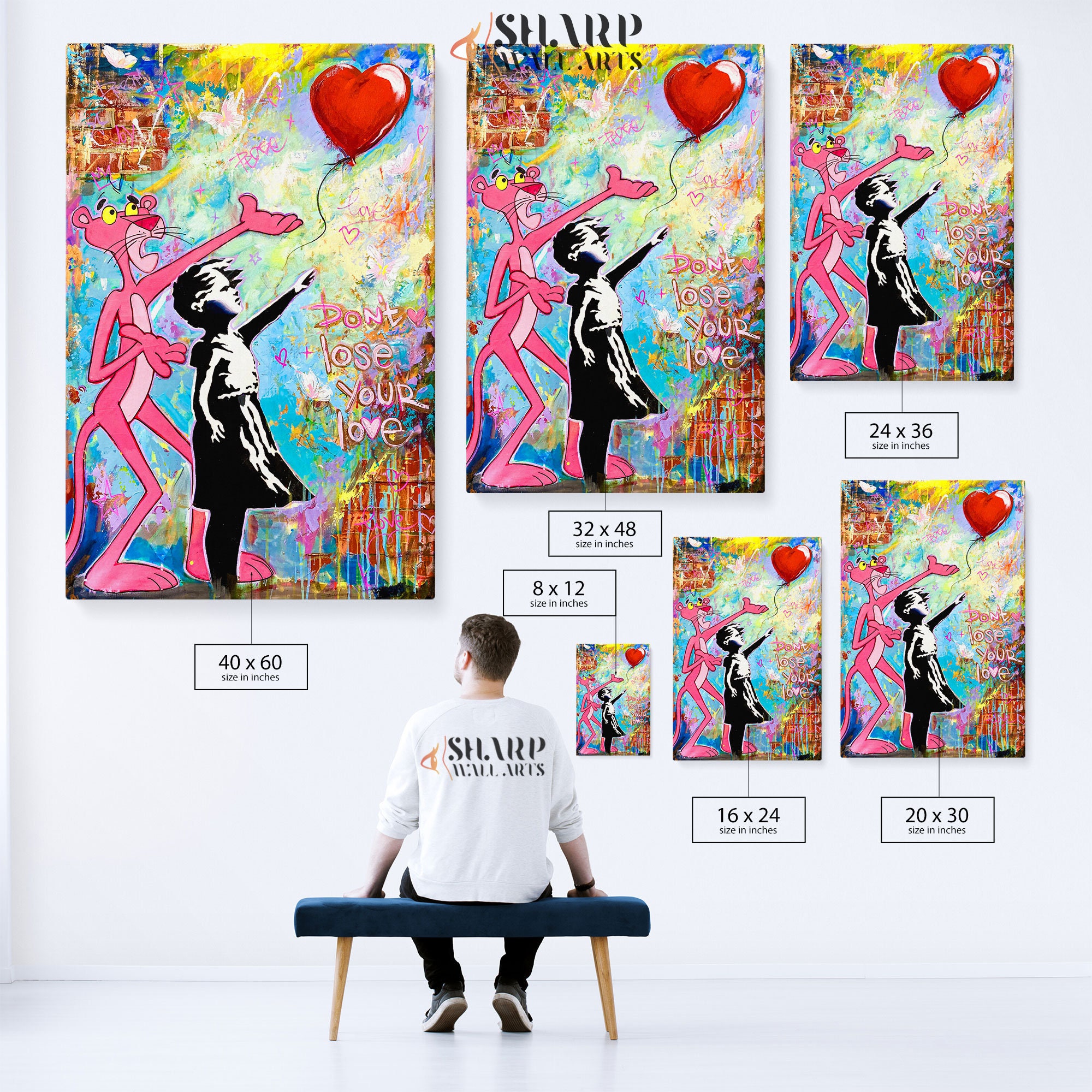 Canvas Poster Banksy Wall Art Canvas Painting Girl Heart - Temu