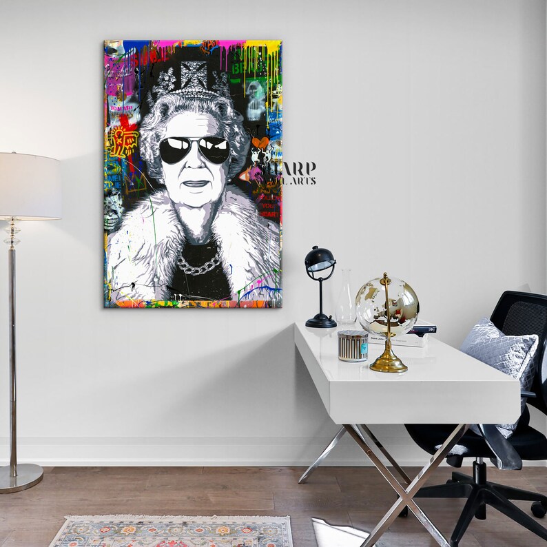 Banksy Queen Elizabeth Wall Art Canvas Print Banksy Queen | Etsy UK