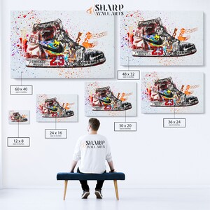 May include: A colorful abstract painting of a basketball shoe with the words "Chicago Bulls" and "23 Jordan" on it. The shoe is surrounded by splashes of paint in various colors, including red, yellow, blue, and green. The painting is available in multiple sizes, ranging from 12x8 inches to 60x40 inches.