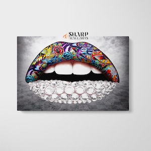 GRAFFITI WALL ART Lips Wall Art, Lip Artwork, Street Art Print, Modern Pop Art Wall Art, Graffiti Art Print, Lips Painting, Large Lips Print