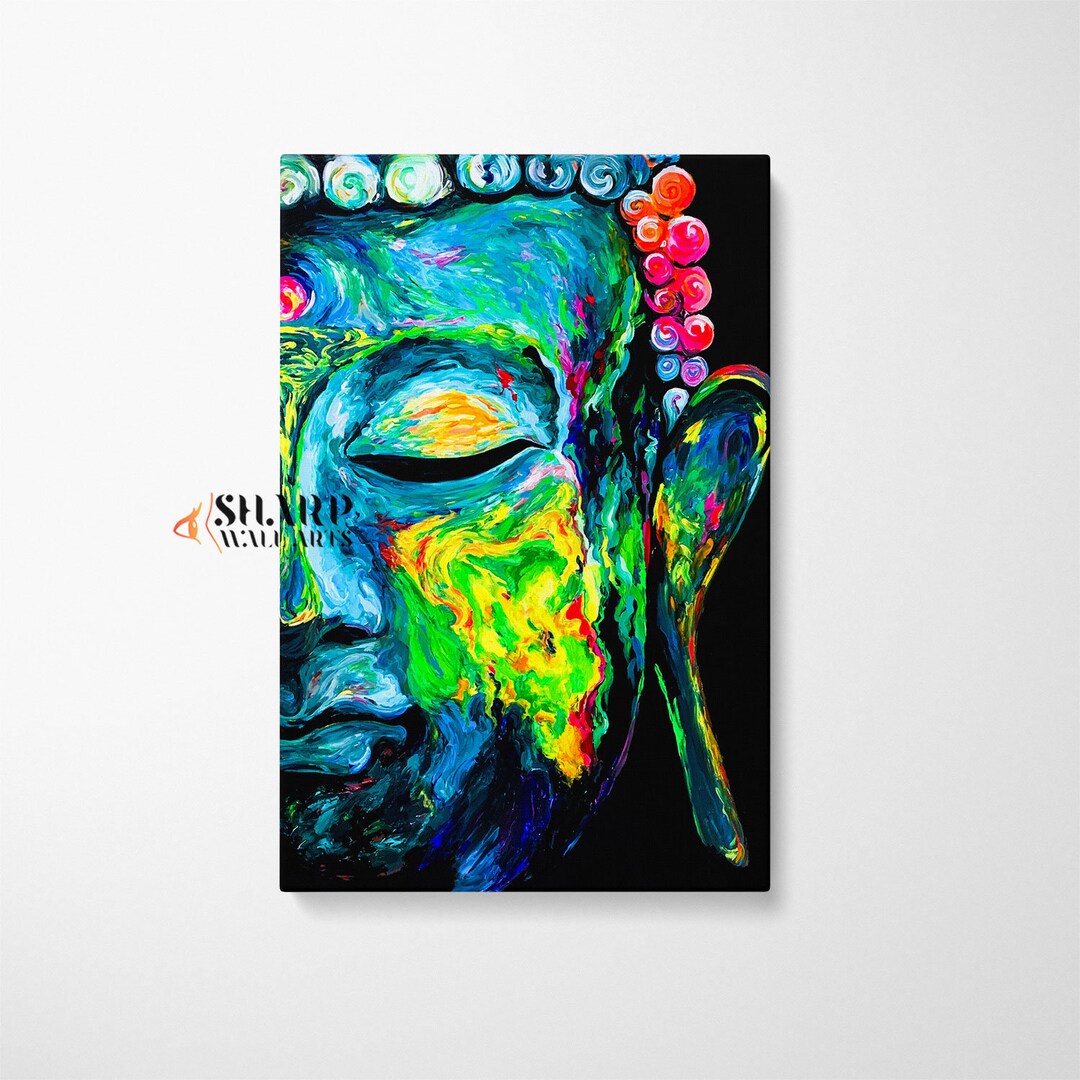 BUDDHA WALL ART Buddha Canvas Colorful Spiritual Wall Art, Yoga Wall ...