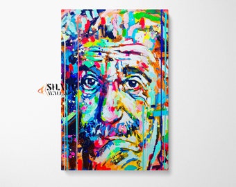 Albert Einstein CANVAS Wall ART PRINT, Famous People Art, Pop Culture Wall Art, Colorful Art, Trendy Modern Abstract Graffiti Street Pop Art