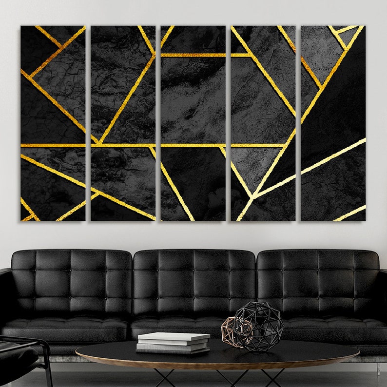 Black and Gold Wall Art Abstract Wall Art Large Abstract Etsy