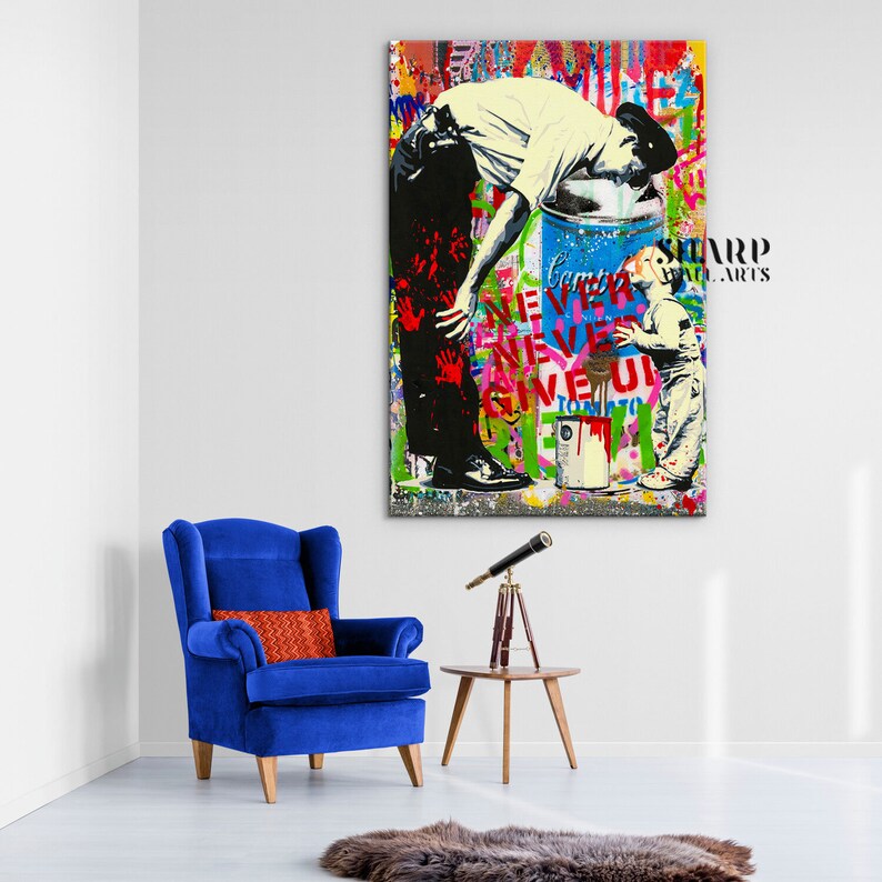 BANKSY WALL ART Banksy Canvas Graffiti Wall Art Large Pop Art - Etsy