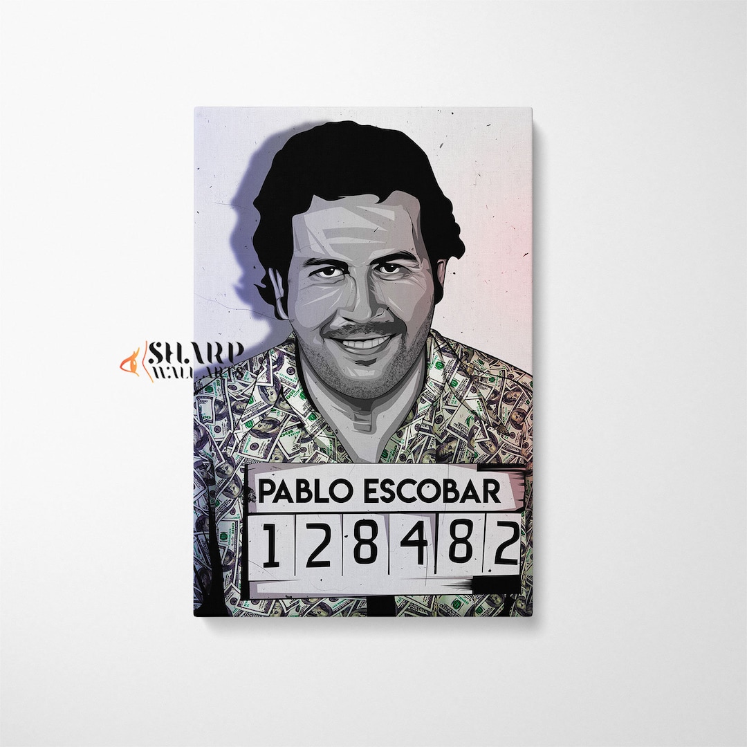 PABLO ESCOBAR CANVAS Wall Art Print, Pablo Escobar Mugshot Pop Culture Wall Art, Gift for