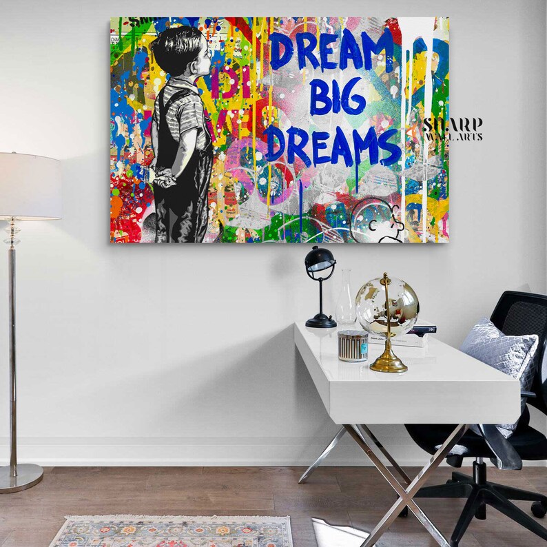 BANKSY WALL ART Banksy Canvas Banksy Dream Big Dreams Banksy Etsy