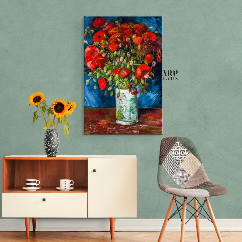 Vincent Van Gogh Vase With Poppies Wall Art Canvas Print | Etsy