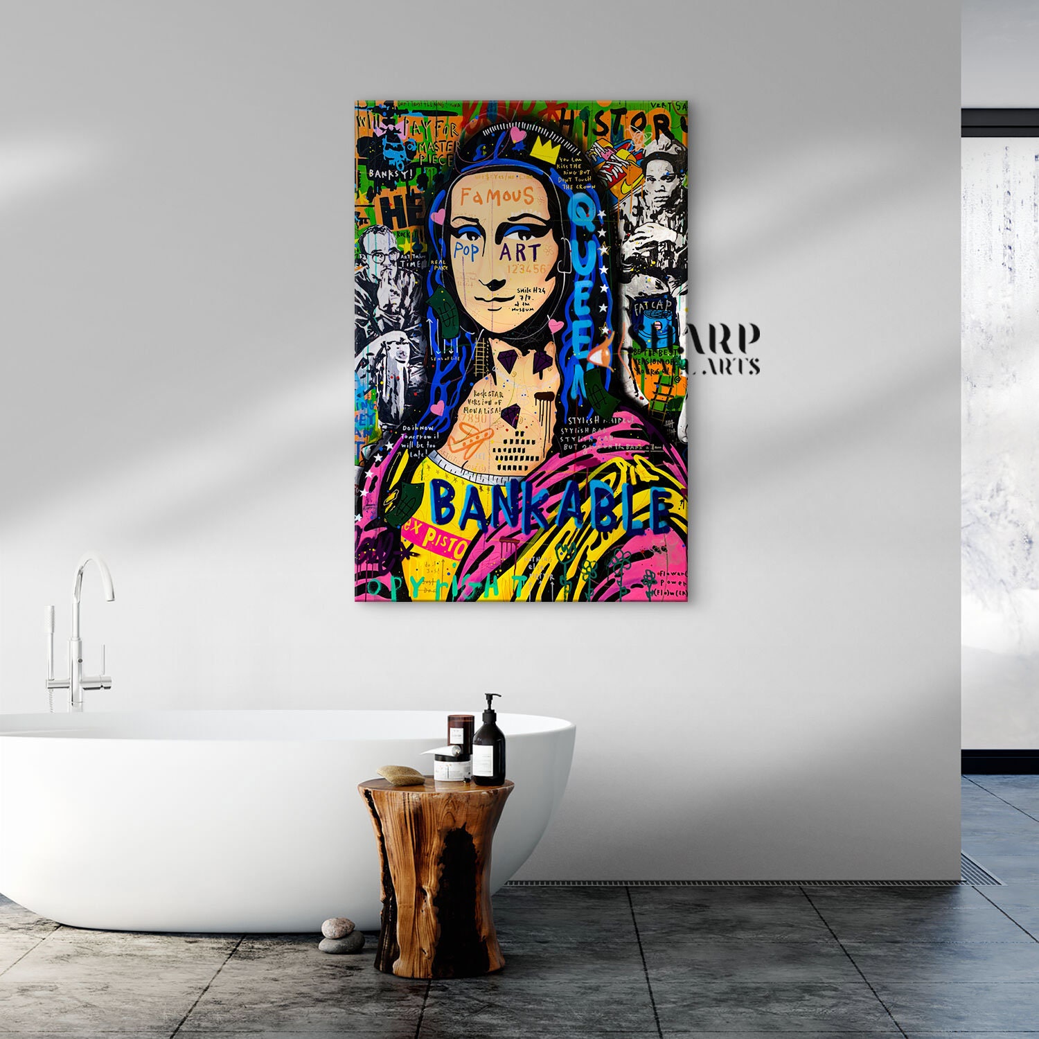 BANKSY MONA LISA Pop Art Mona Lisa Print Framed Mona Lisa Wall Art