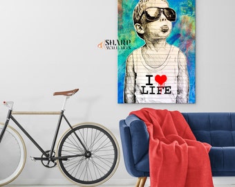 BANKSY WALL ART Banksy Canvas Banksy I Love Life Banksy Love BANKSY WALL ART Banksy Canvas Banksy I Love Life Banksy Love