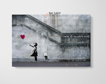 BANKSY CANVAS BANKSY Wall Art Banksy Balloon Girl Graffiti Wall Art Banksy Red Balloon Banksy Heart Balloon Street Art Pop Art Canvas