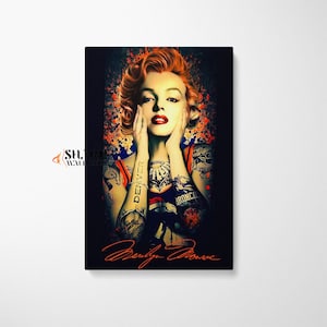 Marilyn MONROE WALL ART Canvas Print, Marilyn Monroe Tattoo, American Actress Wall Art, Famous Hollywood Retro Wall Art, Unique Wall Art