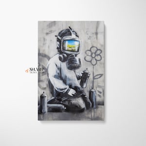 BANKSY WALL ART Banksy Canvas Banksy Boy Banksy Graffiti Street Art Canvas Graffiti Wall Art Pop Culture Wall Art Large Pop Art Wall Art
