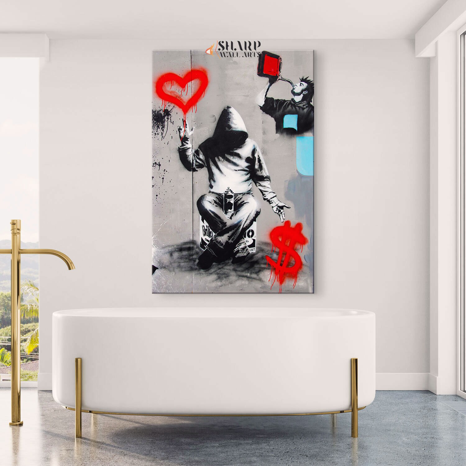 BANKSY WALL ART Banksy Canvas Banksy Love or Money Wall Art