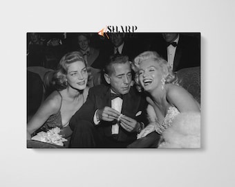 MARILYN MONROE With Humphrey Bogart And Lauren Bacall CANVAS Wall Art Print, Vintage Art Print, Iconic Wall Art, Celebrity Wall Art