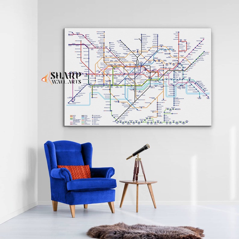 LONDON TUBE MAP Wall Art Canvas Print London Underground Map Etsy